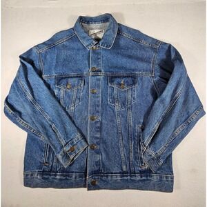 Vintage American Born Winston Rodeo Embossed Denim Trucker Jacket Mens Large